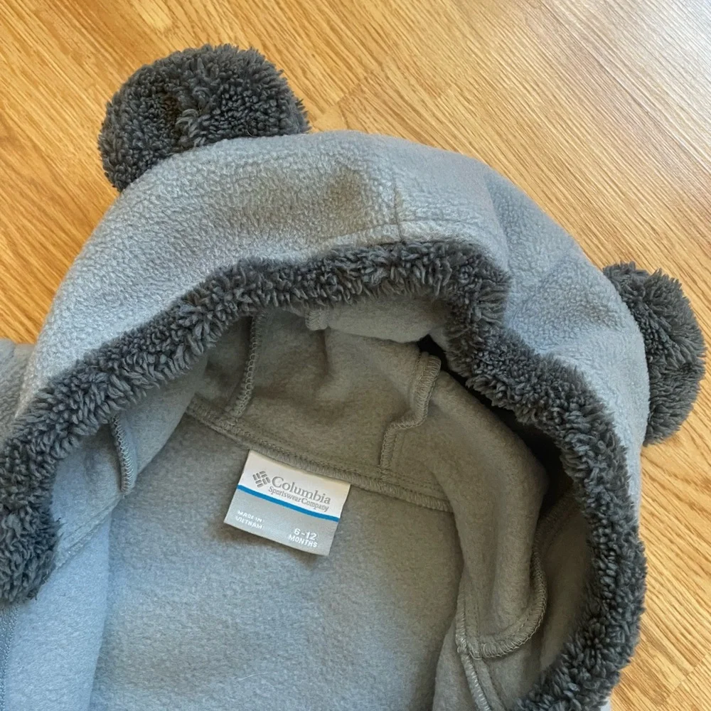 Columbia Fleece Baby Bunting Cozy Gray Kids One Piece